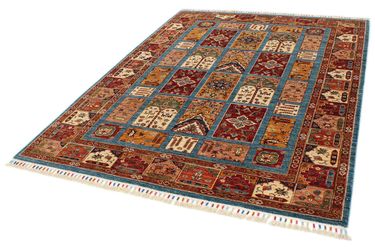 6x8 Blue and Multicolor Tribal Rug