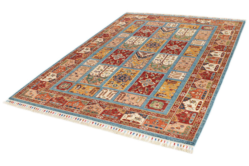 6x8 Blue and Multicolor Tribal Rug