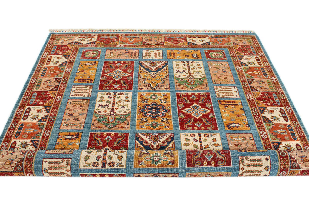 6x8 Blue and Multicolor Tribal Rug
