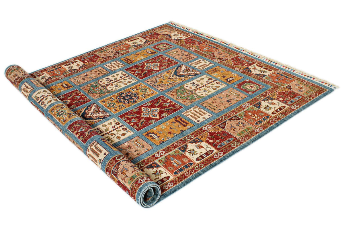 6x8 Blue and Multicolor Tribal Rug