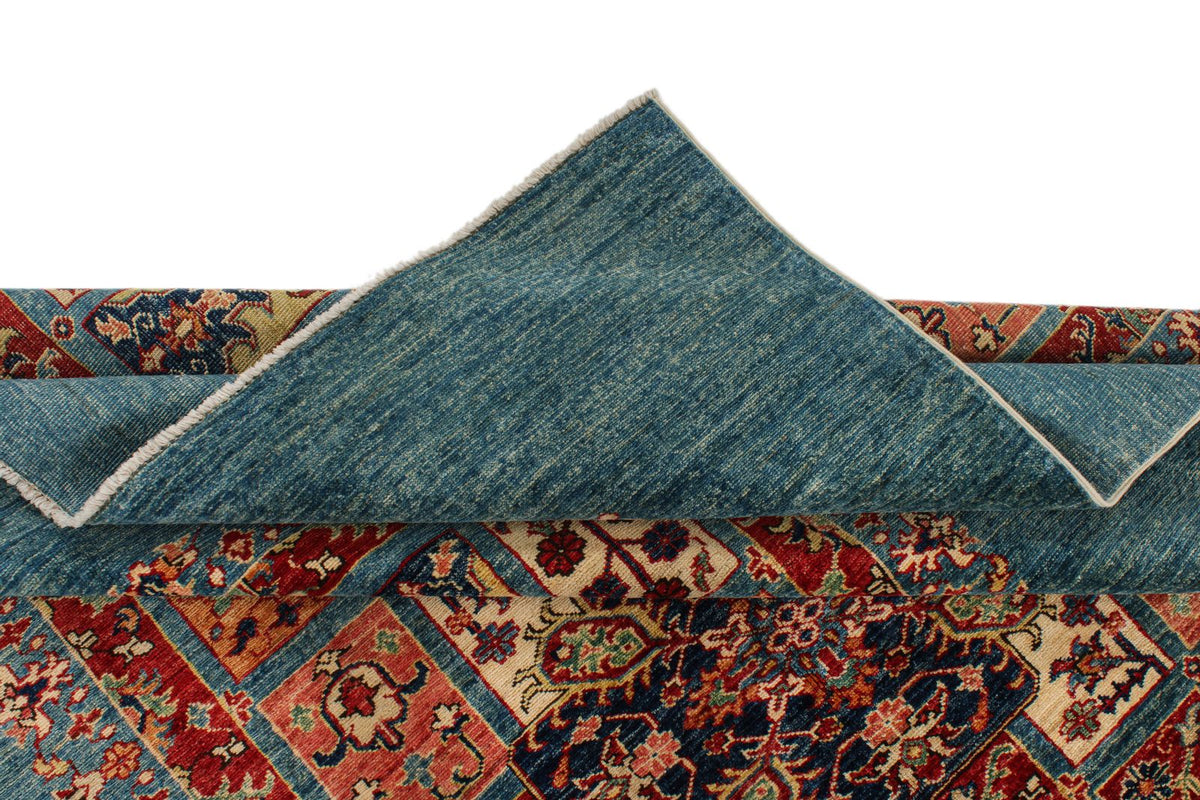 6x8 Red and Blue Kazak Tribal Rug
