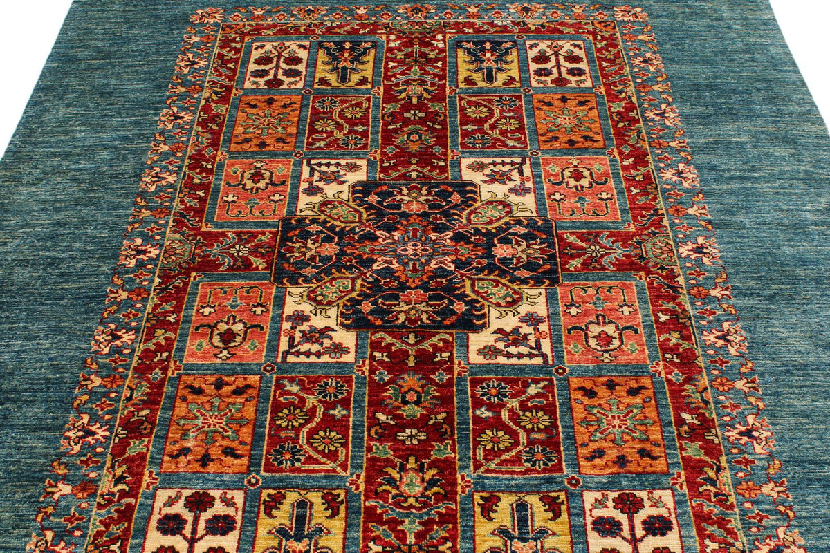 6x8 Red and Blue Kazak Tribal Rug