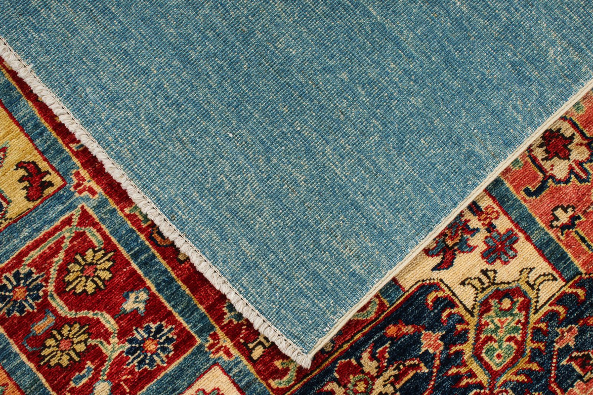 6x8 Red and Blue Kazak Tribal Rug