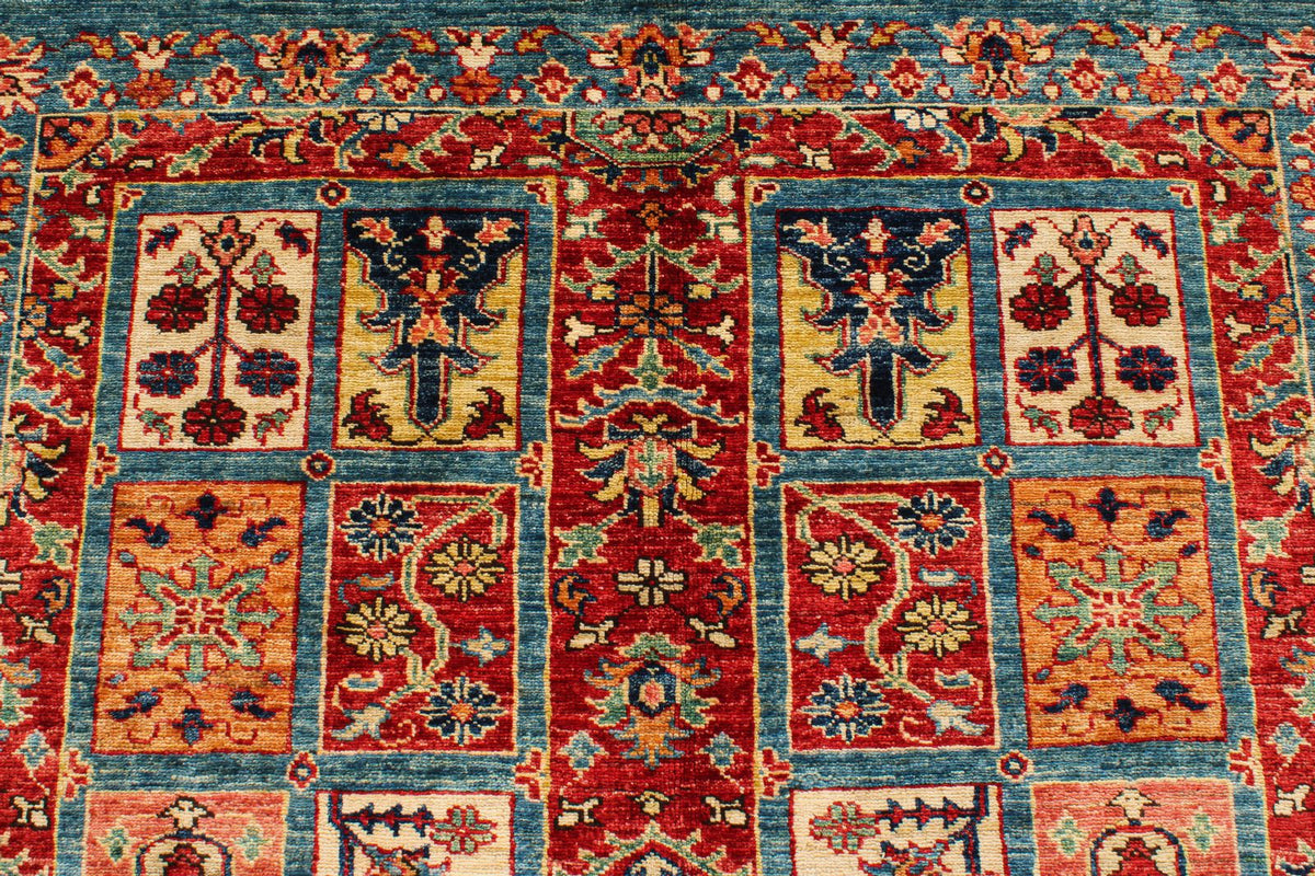 6x8 Red and Blue Kazak Tribal Rug