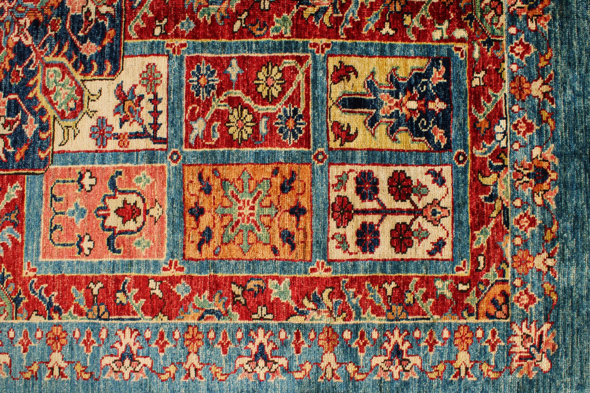 6x8 Red and Blue Kazak Tribal Rug