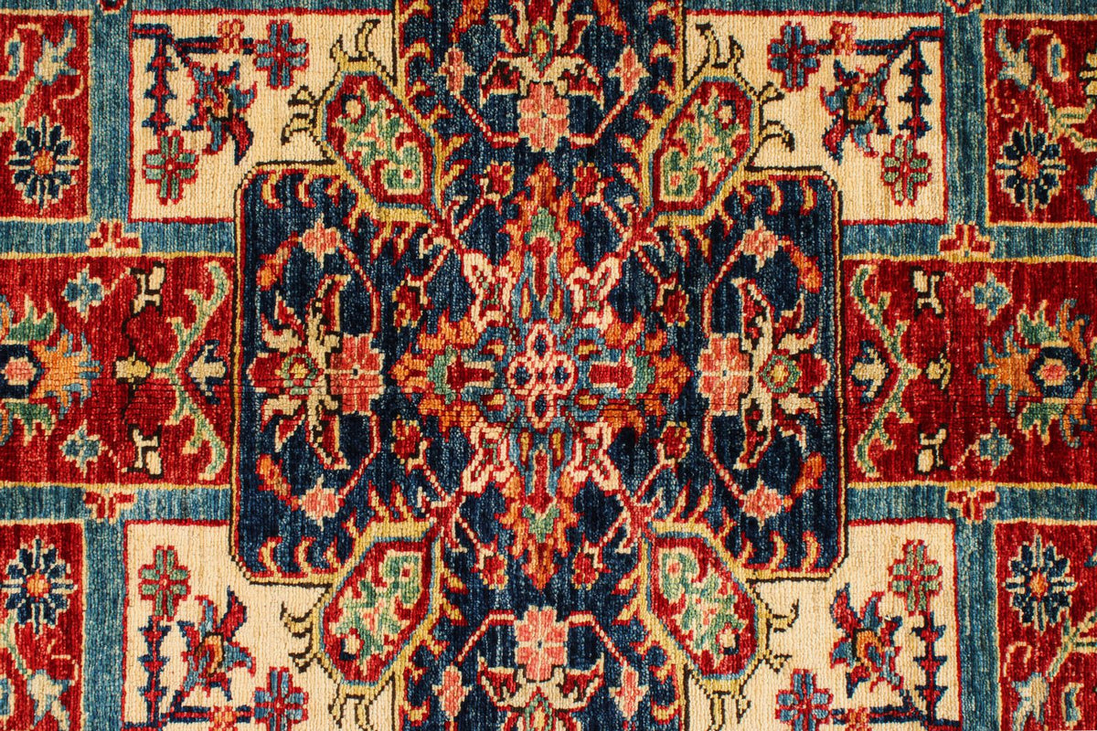 6x8 Red and Blue Kazak Tribal Rug