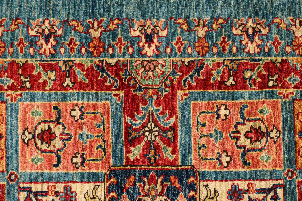 6x8 Red and Blue Kazak Tribal Rug