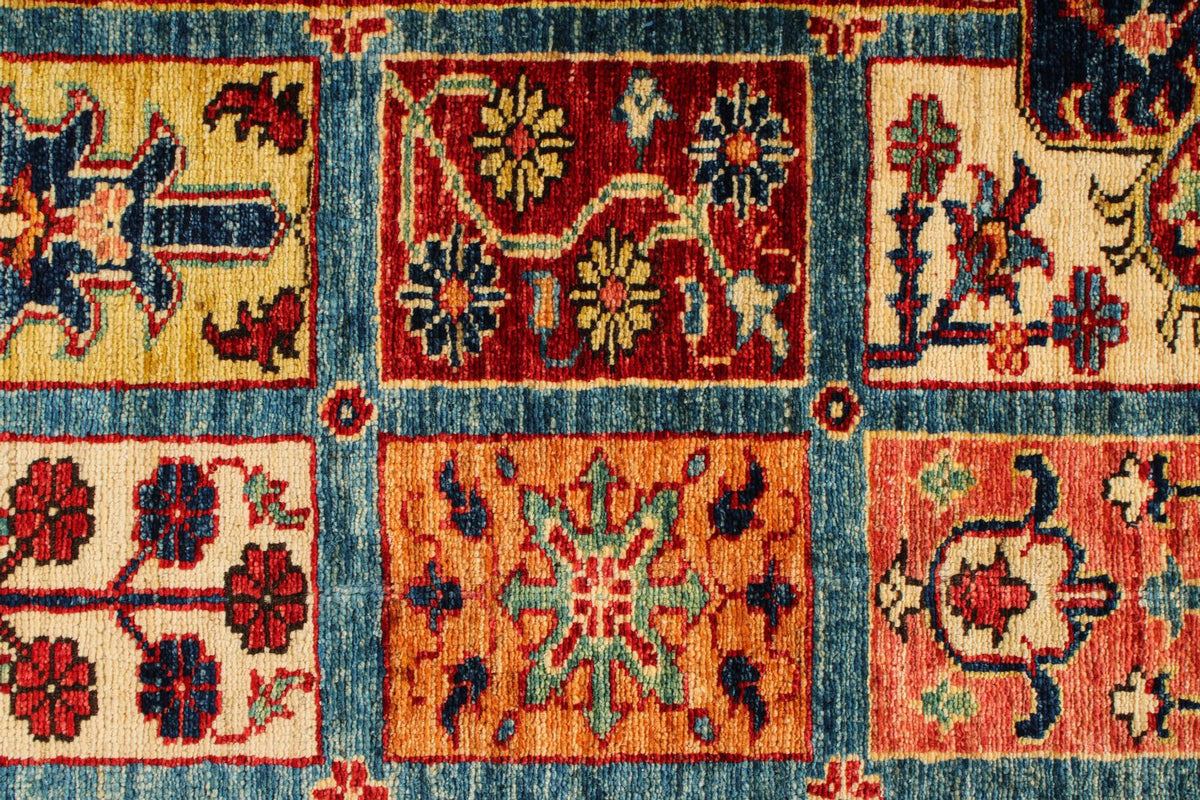 6x8 Red and Blue Kazak Tribal Rug