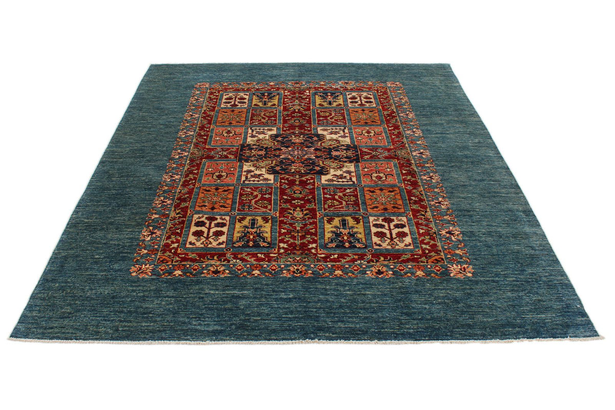 6x8 Red and Blue Kazak Tribal Rug