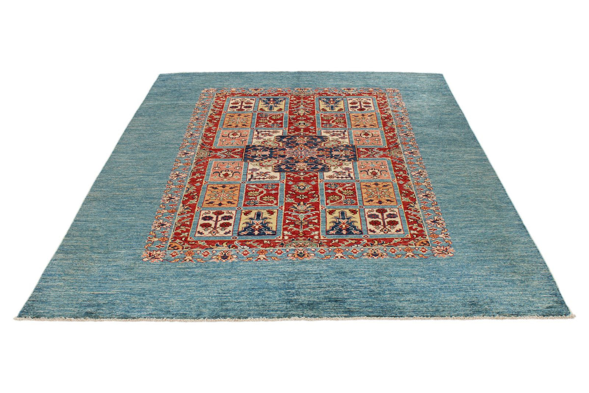 6x8 Red and Blue Kazak Tribal Rug