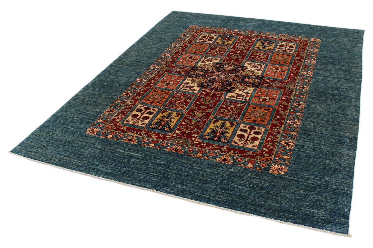6x8 Red and Blue Kazak Tribal Rug