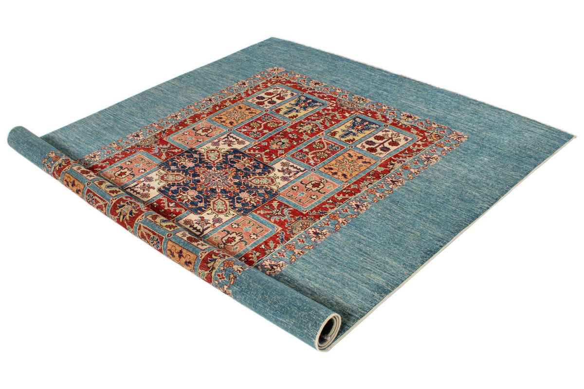 6x8 Red and Blue Kazak Tribal Rug