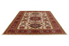 8x10 Ivory and Red Kazak Tribal Rug