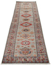 3x10 Gray and Ivory Kazak Tribal Runner