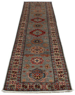 3x10 Gray and Ivory Kazak Tribal Runner