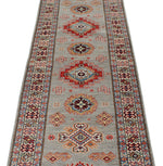 3x10 Gray and Ivory Kazak Tribal Runner