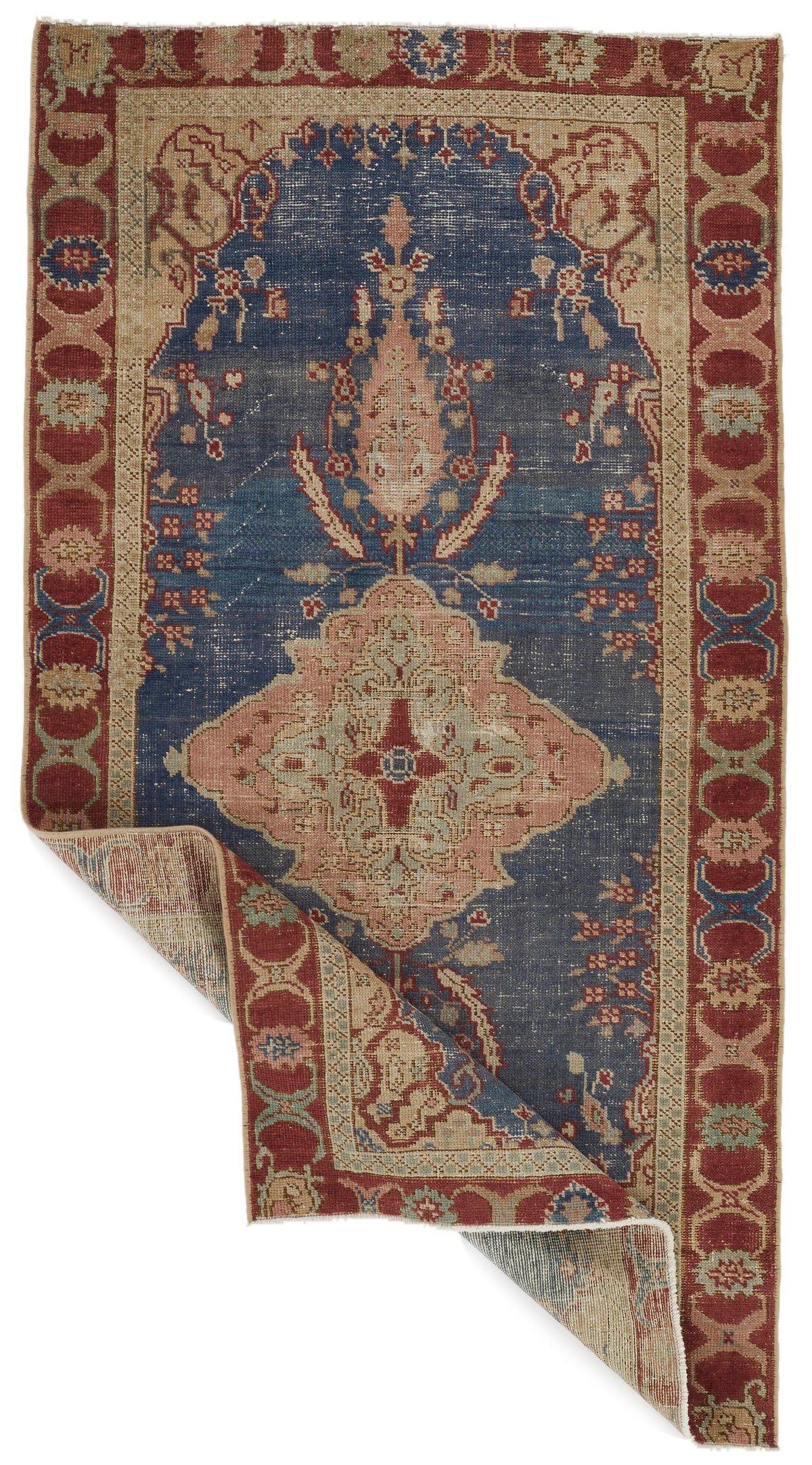 3x6 Blue and Red Anatolian Turkish Tribal Runner