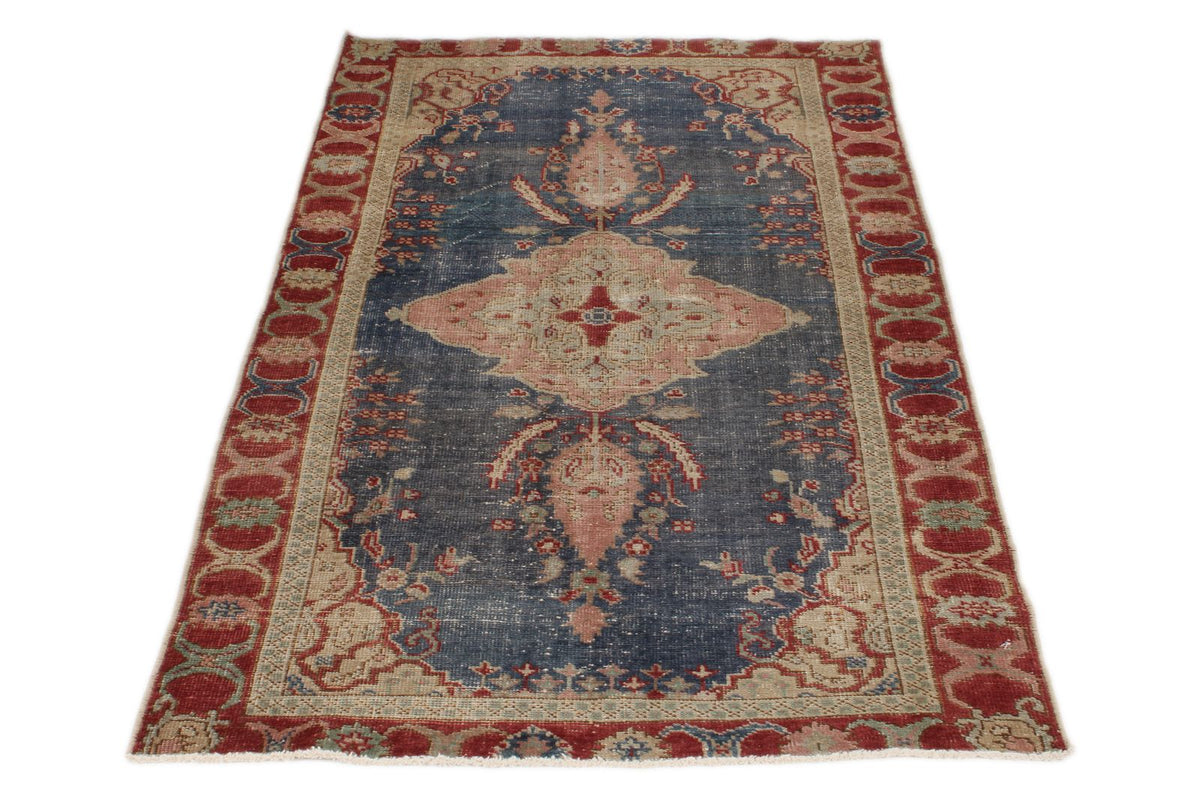 3x6 Blue and Red Anatolian Turkish Tribal Runner