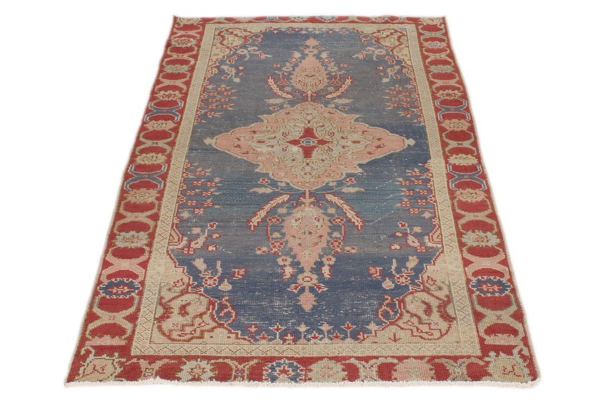 3x6 Blue and Red Anatolian Turkish Tribal Runner