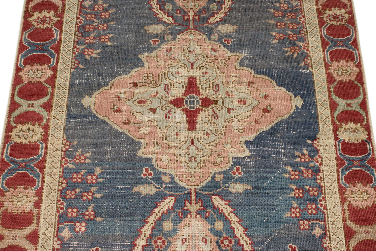 3x6 Blue and Red Anatolian Turkish Tribal Runner