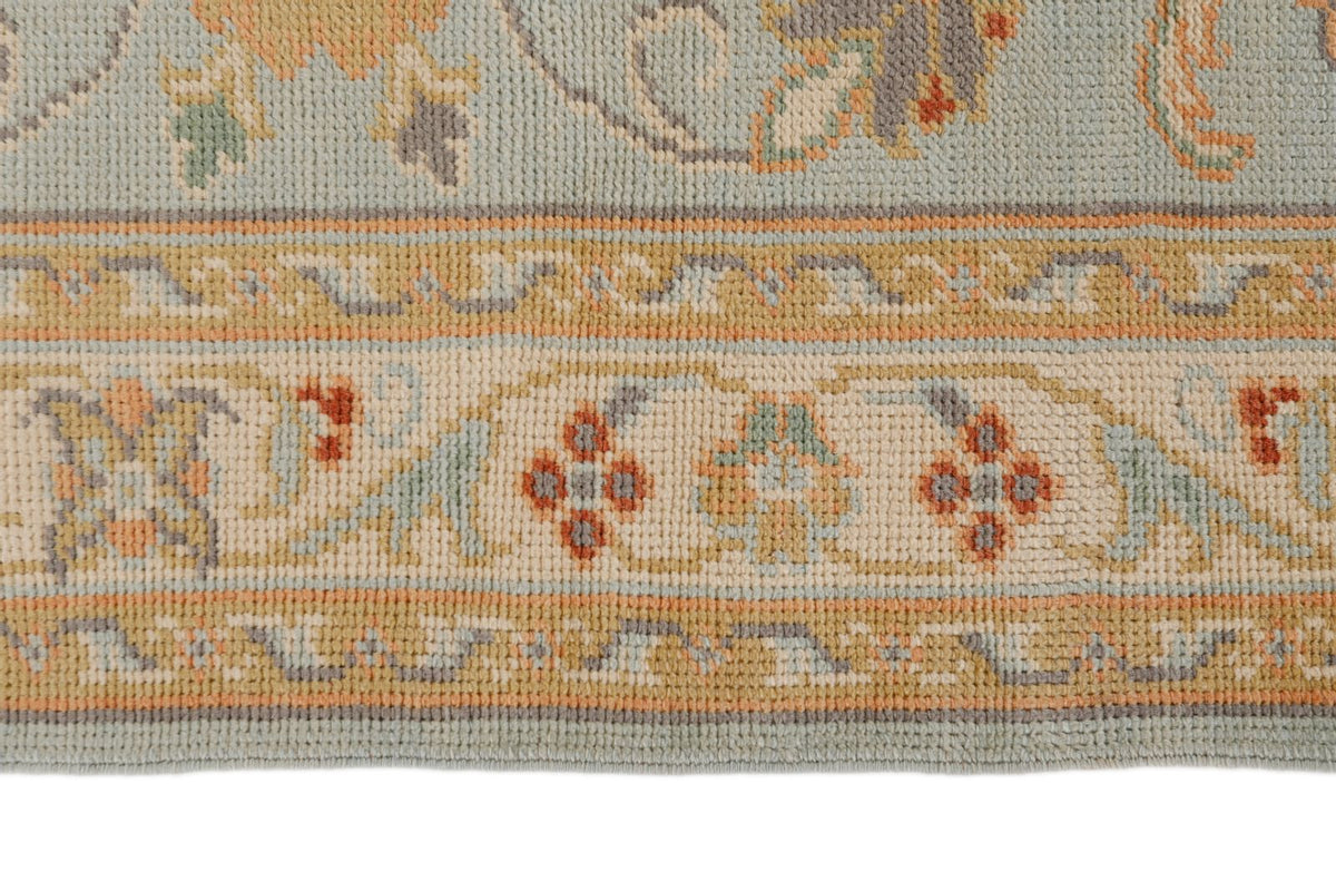 3x12 Blue and Beige Oushak Runner
