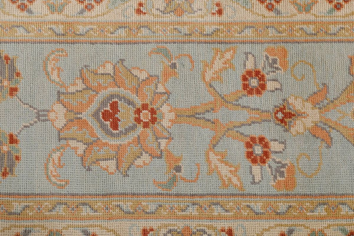 3x12 Blue and Beige Oushak Runner