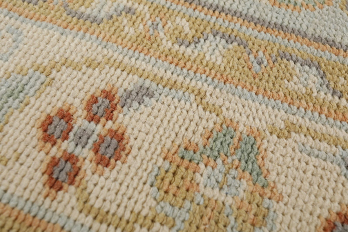 3x12 Blue and Beige Oushak Runner