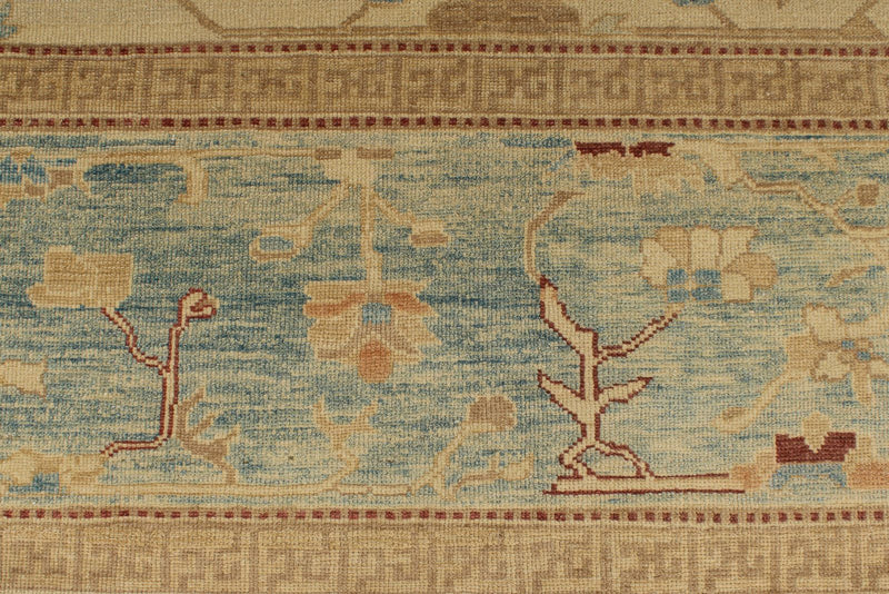 12x14 Beige and Blue Turkish Oushak Rug