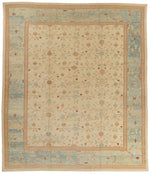 12x14 Beige and Blue Turkish Oushak Rug