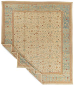 12x14 Beige and Blue Turkish Oushak Rug