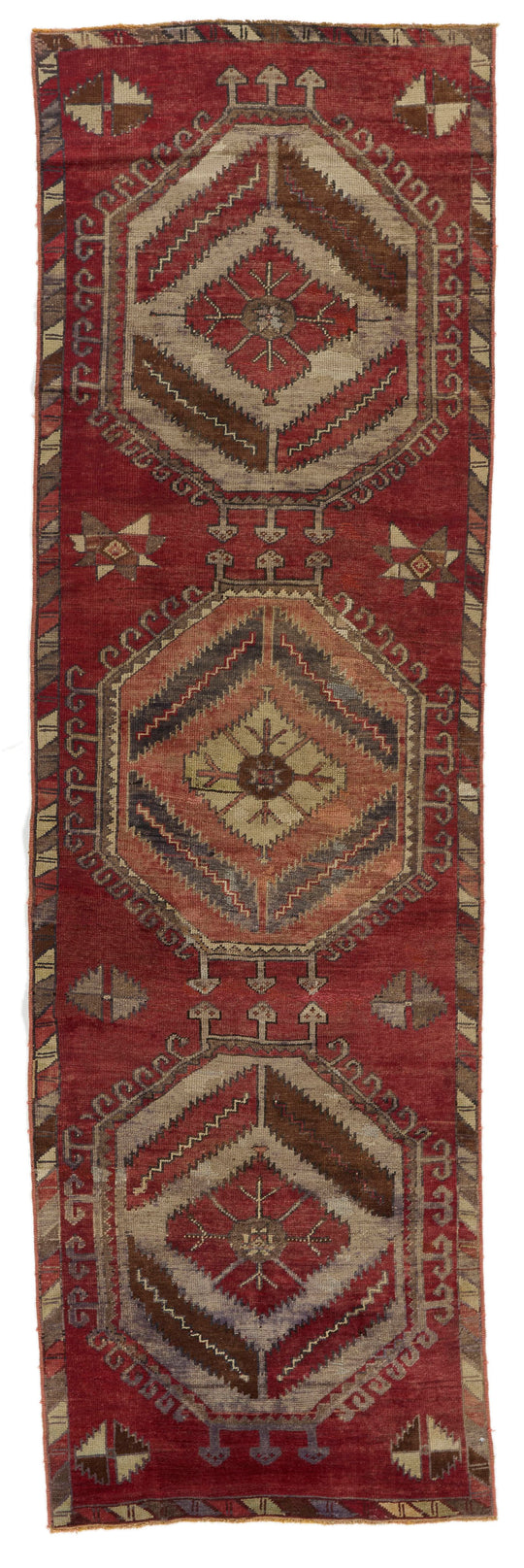3x11 Red and Multicolor Turkish Tribal Runner