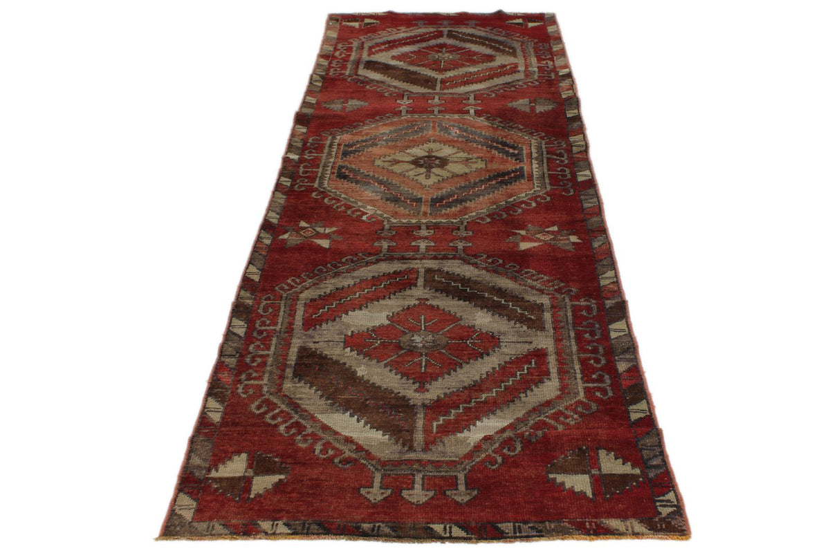3x11 Red and Multicolor Turkish Tribal Runner