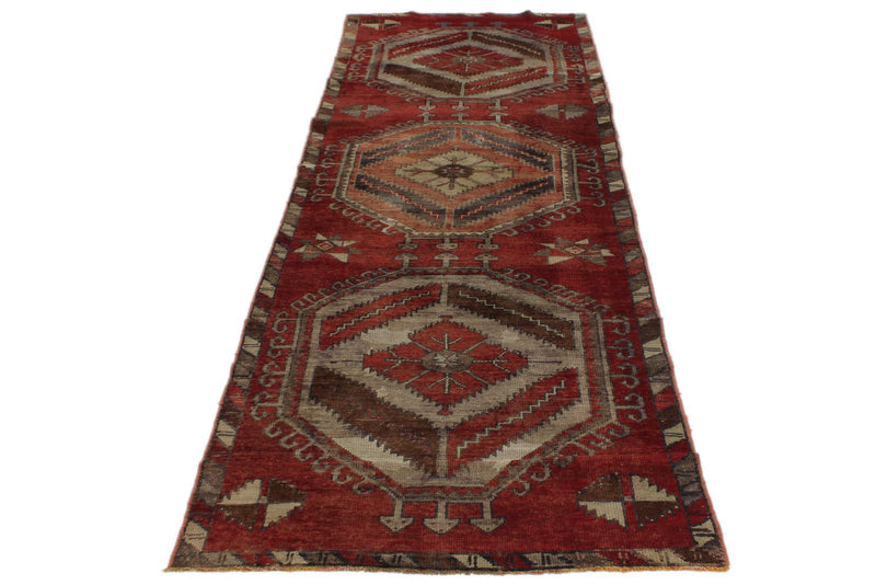 3x11 Red and Multicolor Turkish Tribal Runner