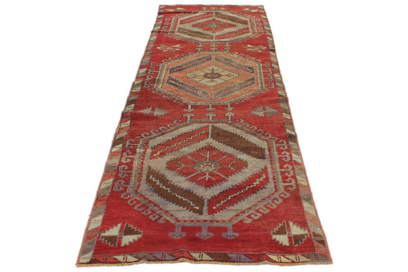 3x11 Red and Multicolor Turkish Tribal Runner