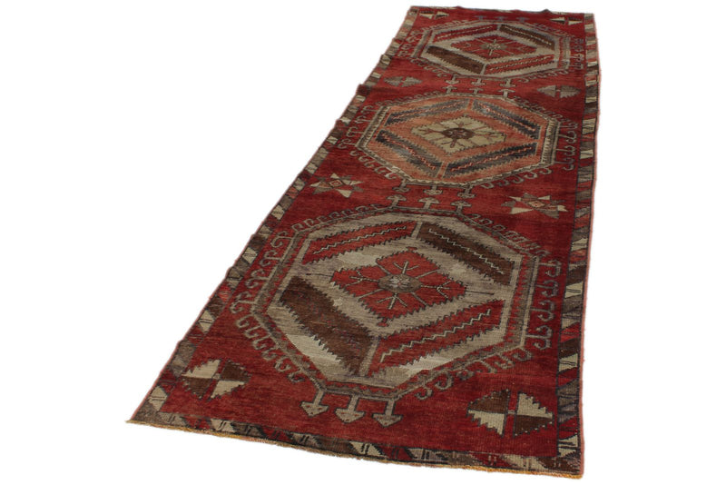 3x11 Red and Multicolor Turkish Tribal Runner