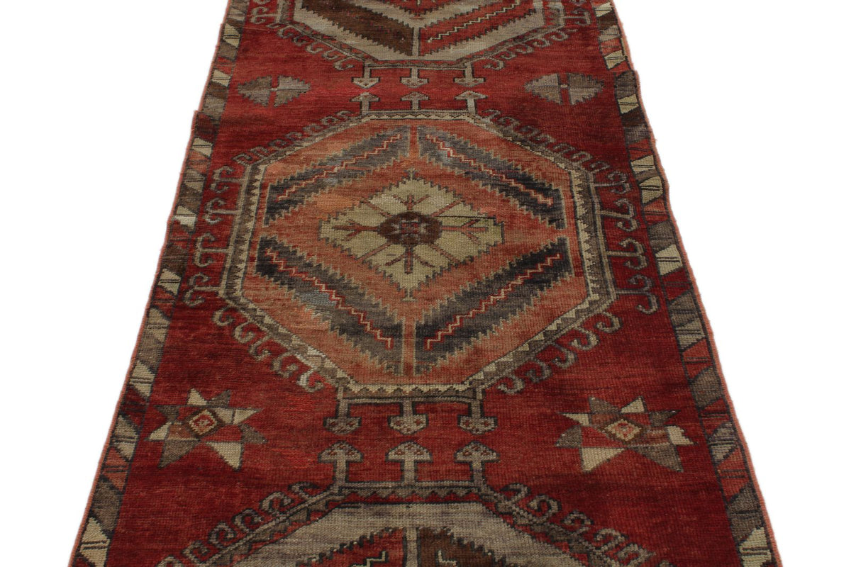 3x11 Red and Multicolor Turkish Tribal Runner