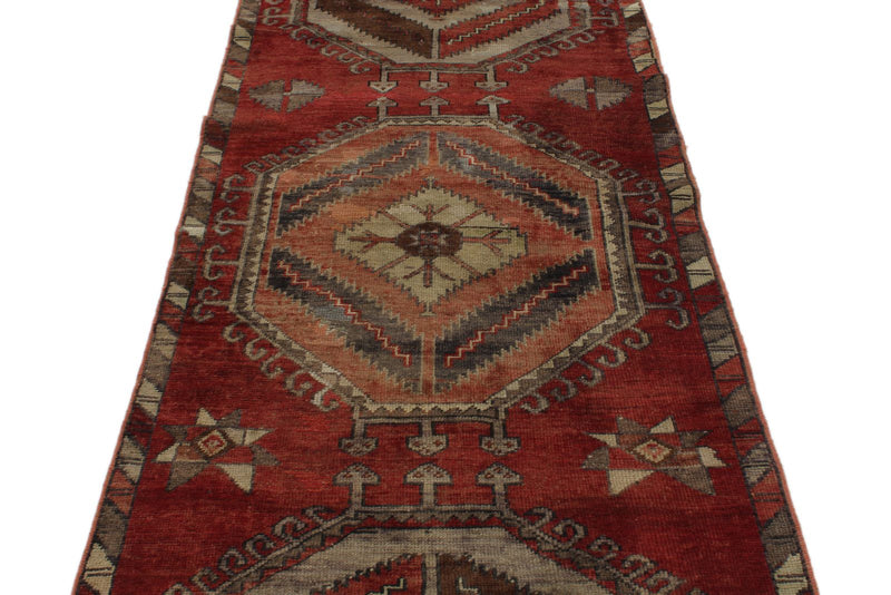 3x11 Red and Multicolor Turkish Tribal Runner