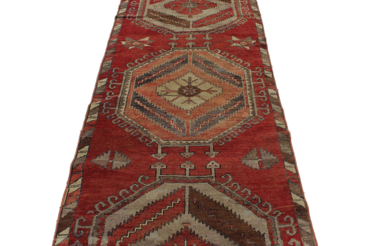 3x11 Red and Multicolor Turkish Tribal Runner