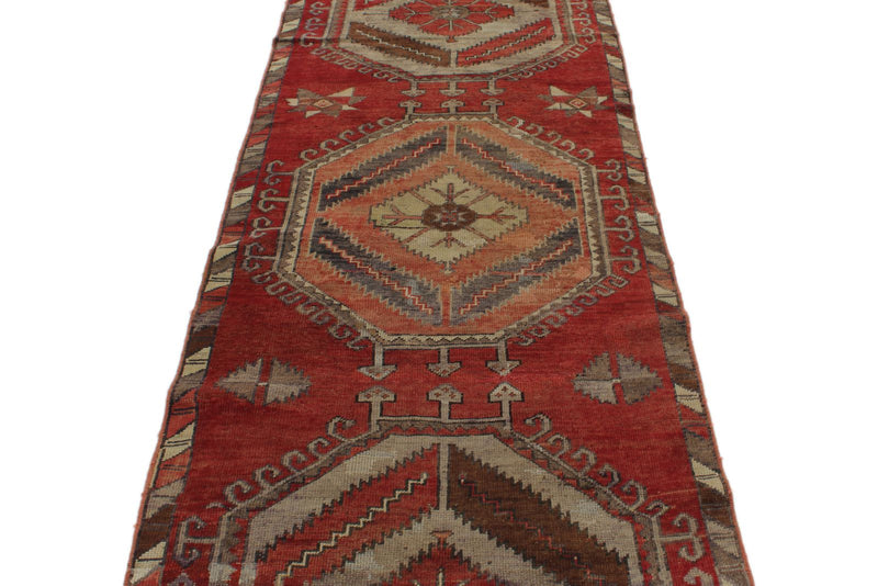 3x11 Red and Multicolor Turkish Tribal Runner
