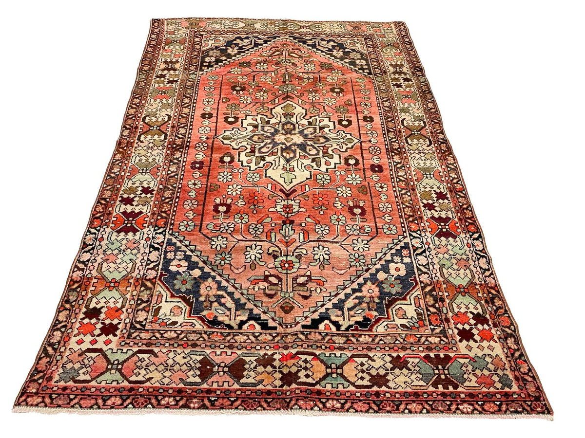4x7 Red and Ivory Turkish Tribal Rug