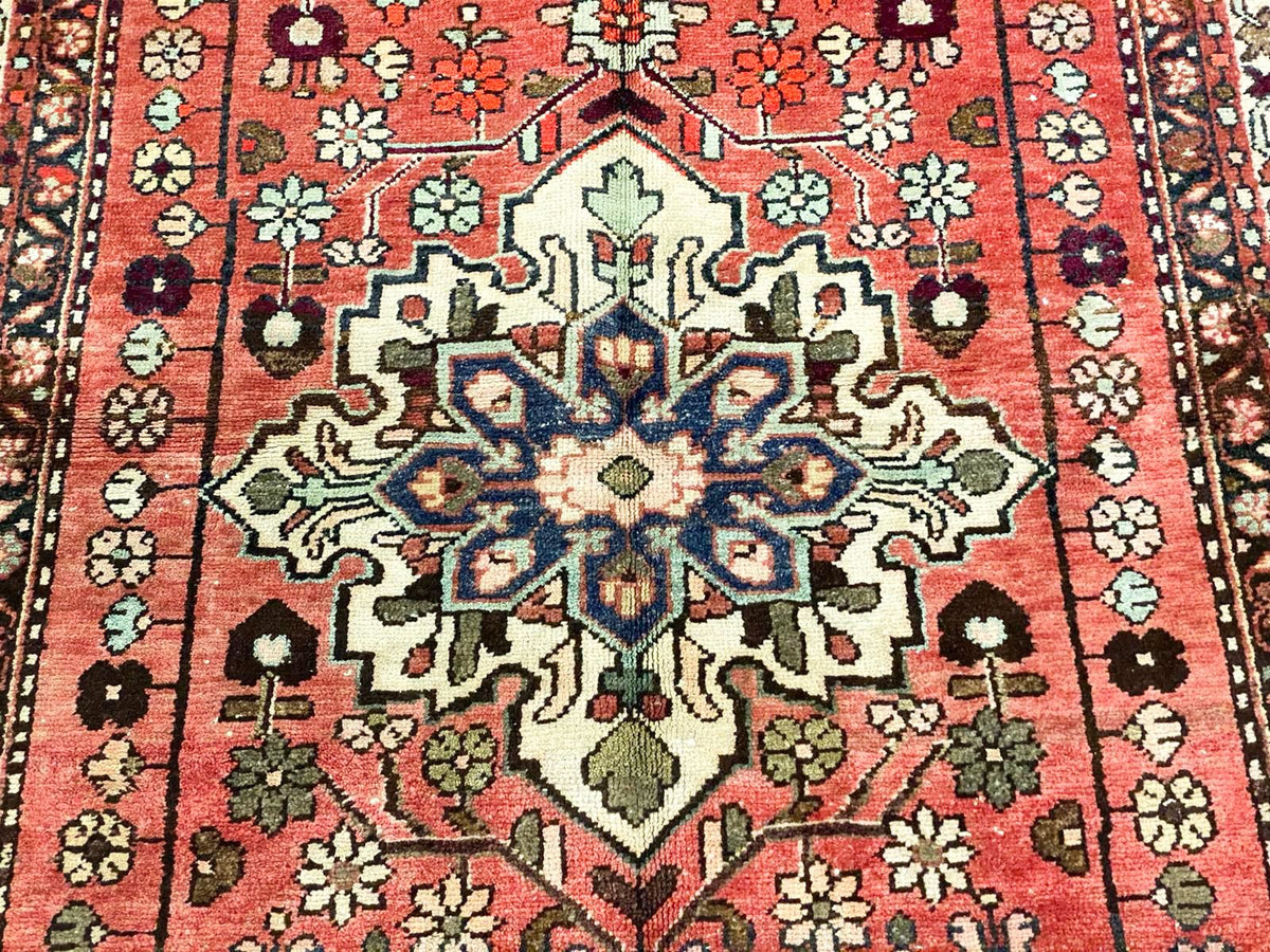 4x7 Red and Ivory Turkish Tribal Rug