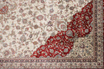 9x12 Ivory and Red Turkish Silk Rug