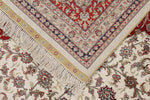 9x12 Ivory and Red Turkish Silk Rug