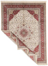 9x12 Ivory and Red Turkish Silk Rug