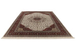 9x12 Ivory and Red Turkish Silk Rug