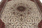 9x12 Ivory and Red Turkish Silk Rug