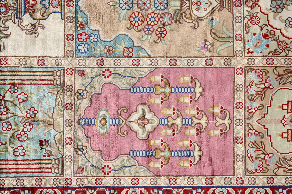 3x10 Multicolor and Ivory Turkish Silk Runner