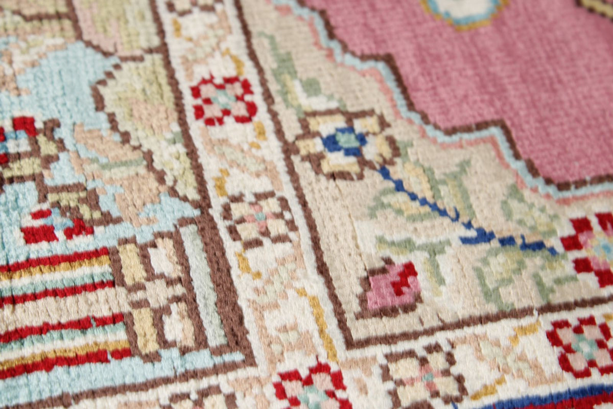 3x10 Multicolor and Ivory Turkish Silk Runner