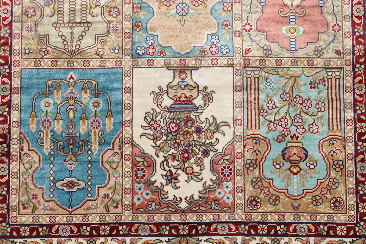3x10 Multicolor and Ivory Turkish Silk Runner
