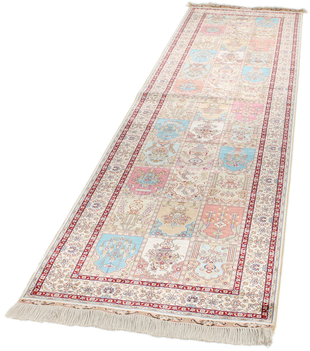 3x10 Multicolor and Ivory Turkish Silk Runner